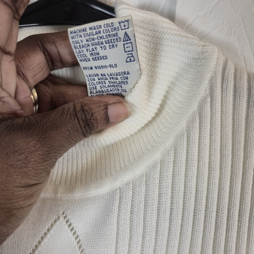 Vintage White Stag Cream Ribbed Mock Neck Knit Vest M Academia Grandpacore - Picture 7 of 7
